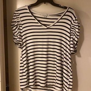 Blue and white striped top